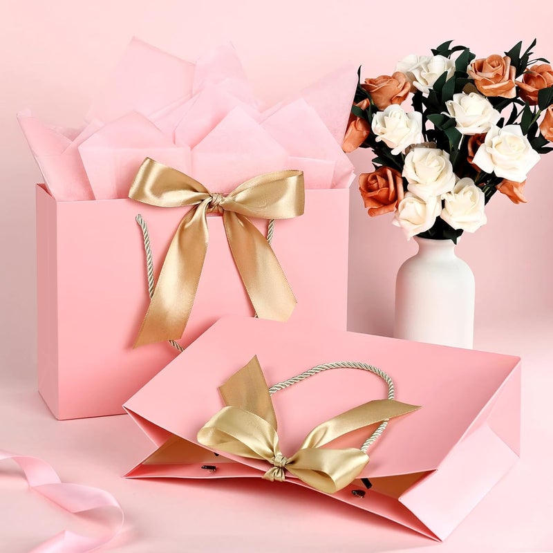 JMANNI Gift Bag, 1PCS Gift Bags Large with Ribbon and 1 Greeting Cards 2 Tissue Paper, Portable Paper Gift Bag with Handles, Birthday Gift Bags, Valentine's Day, Present Bags for Christmas Wedding Party Mothers Day - Image 5